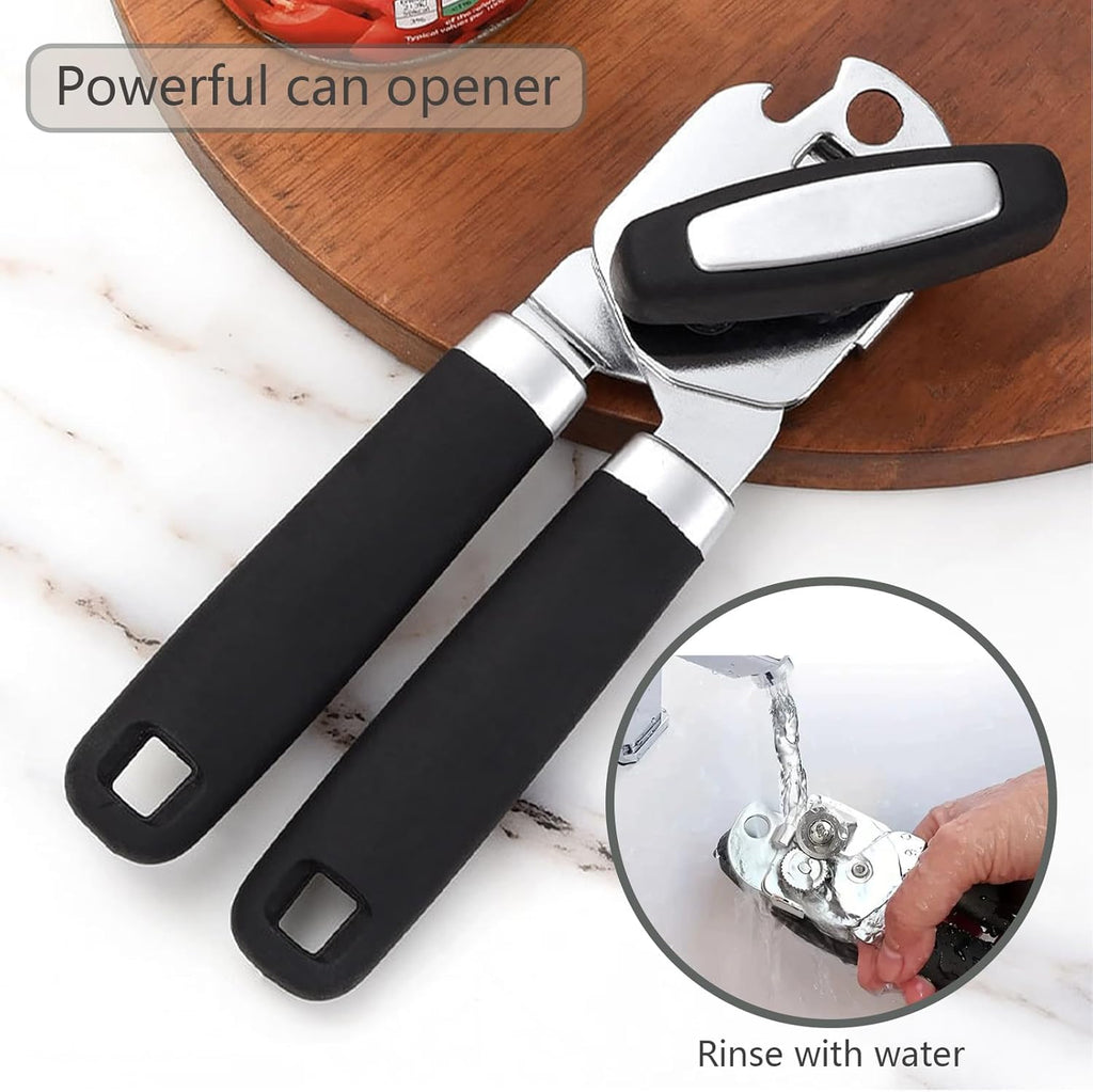 Can Opener Manual Heavy Duty,Can Opener Stainless Steel With Magnet,Have Smooth Edges,Durable Sharp Blade,Effort-Saving Big Knob And Anti Slip Handle,Manual Bottles Opener For Seniors