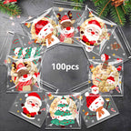 🎅🎄❄️100 Five Personalized Christmas Sets OPP Self-adhesive Bags Candy Chocolate Snack Bags Baking Cookies Snacks Packaging Bags🎁🌈