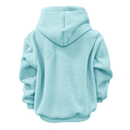 2025 new  Autumn Winter Solid Color Hooded Plush Pet Pocket Loose Pullover Sweatshirt for Women