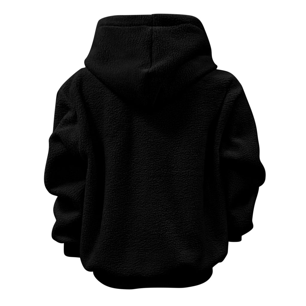 2025 new  Autumn Winter Solid Color Hooded Plush Pet Pocket Loose Pullover Sweatshirt for Women