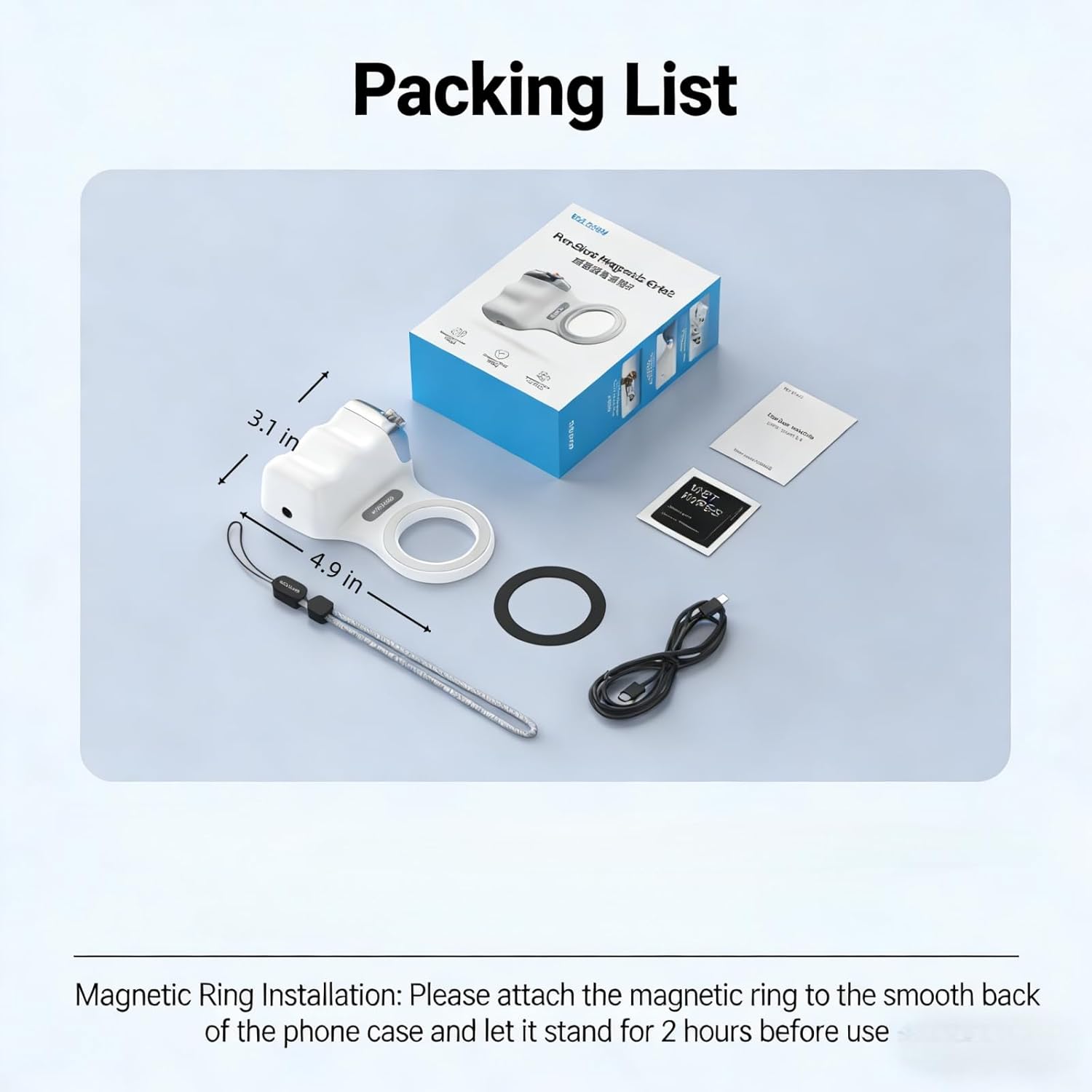 🌟 🌟Magnetic Phone Camera Grip, Ergonomic Phone Grip with Detachable Remote Shutter and Fill Light