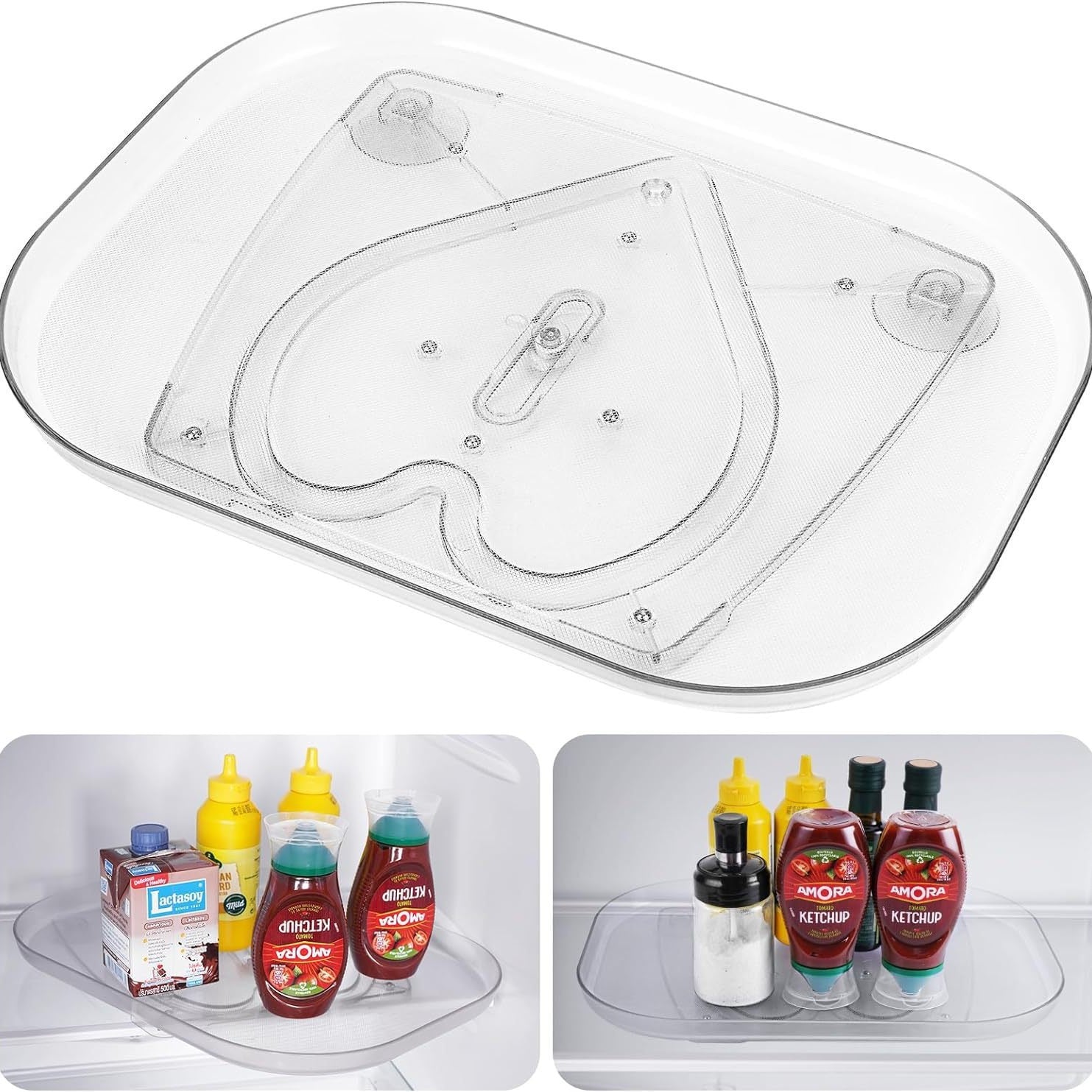 Creative New Product Turntable Organiz Refrigerator Storage Organization360Transparent Storage Tray Rack with Rotating Plate